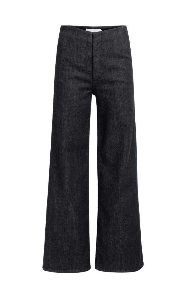 YAYA Wide Leg Denim Trouser — tailored wide-leg denim trouser in black, view 8