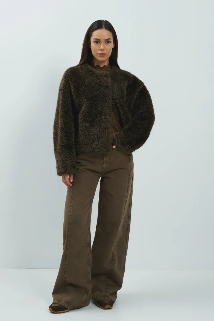 YAYA Wide Leg Denim — high-waisted wide-leg jean in brown, view 4