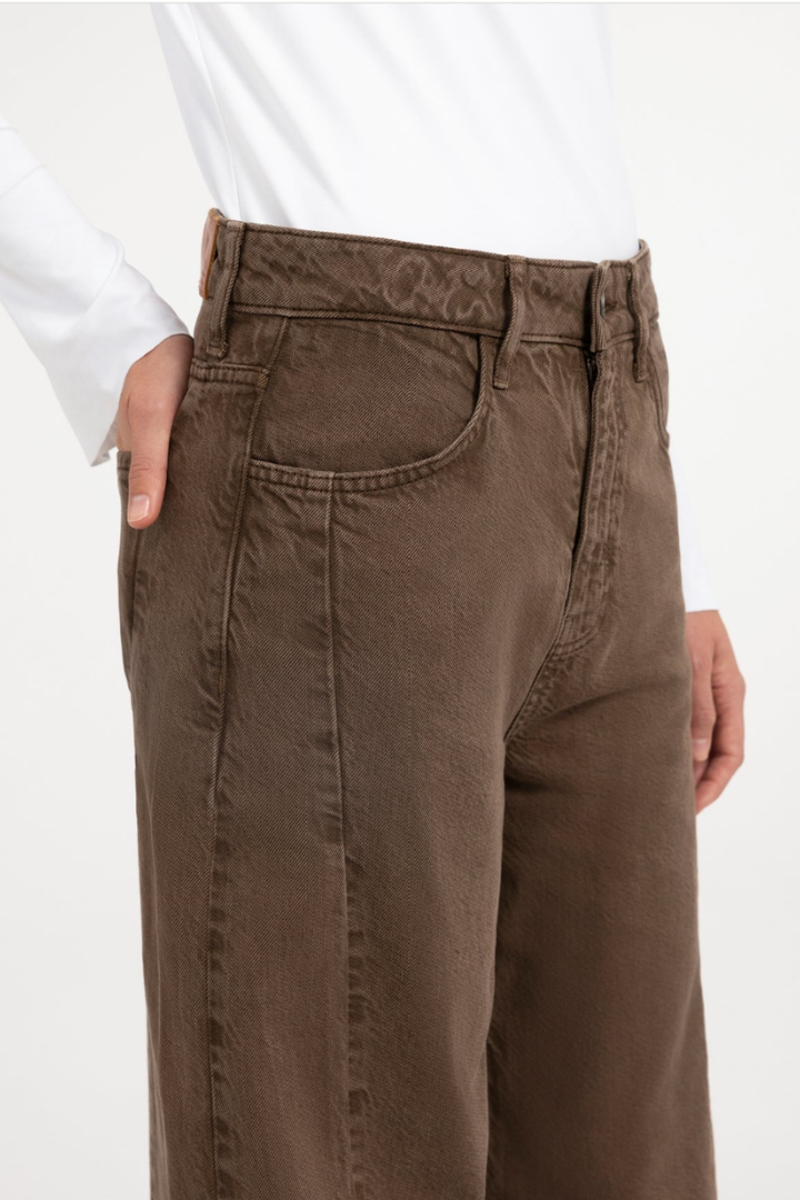 YAYA Wide Leg Denim — high-waisted wide-leg jean in brown, view 7