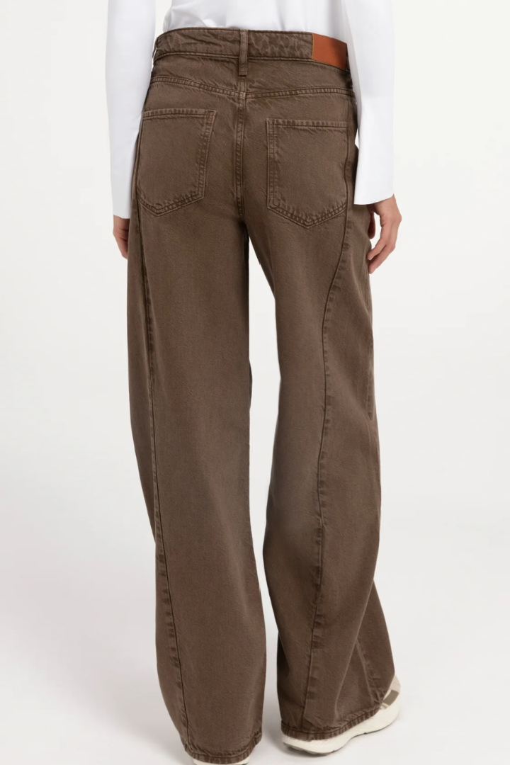 YAYA Wide Leg Denim — high-waisted wide-leg jean in brown, view 6