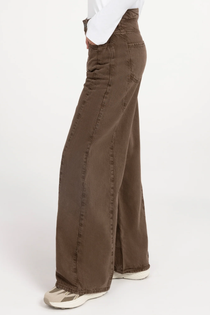 YAYA Wide Leg Denim — high-waisted wide-leg jean in brown, view 5