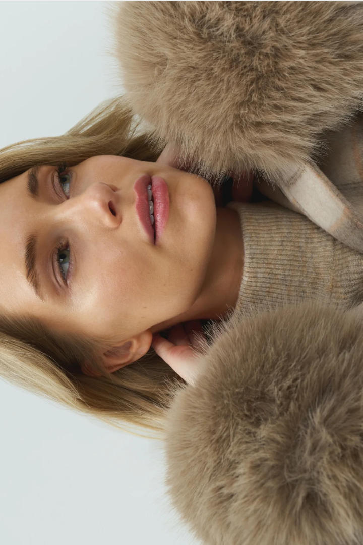 YAYA Faux Fur Cuffs — fluffy faux fur sleeve cuffs, view 2