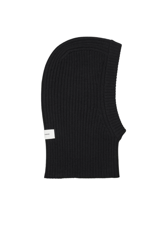 Samsøe Samsøe Sakara Balaclava — rib-knit wool balaclava in black