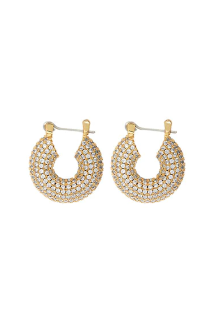 Pave Mini Donut Hoops - Gold