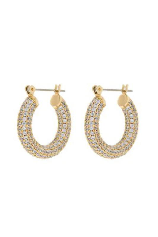 Pave Baby Amalfi Hoops - Gold