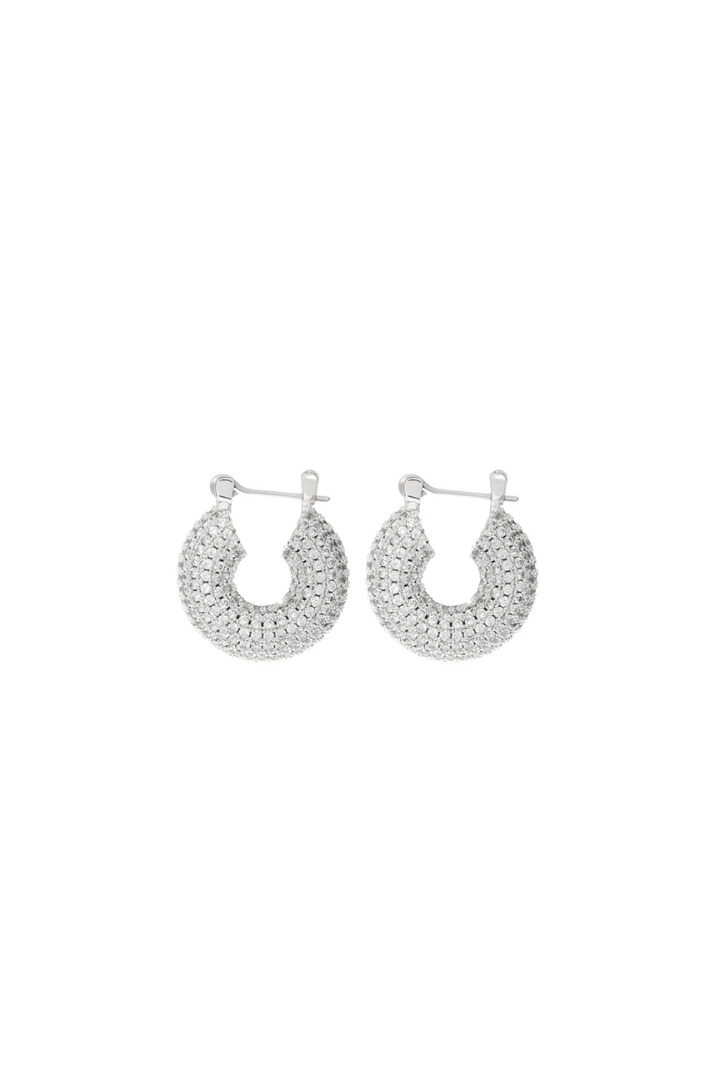 Pave Mini Donut Hoops - Silver