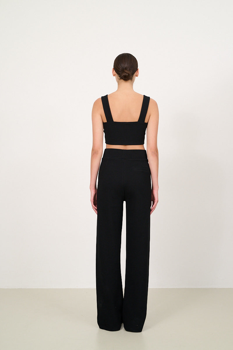 Lune Active Moon Flare Wide Leg Straight Black Lounge Everyday Pants