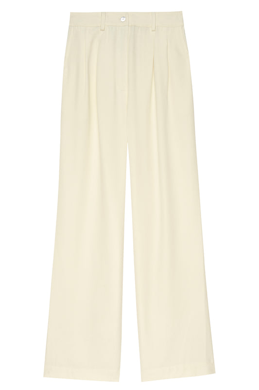 donni pleated cream  trouser light summer lyocell